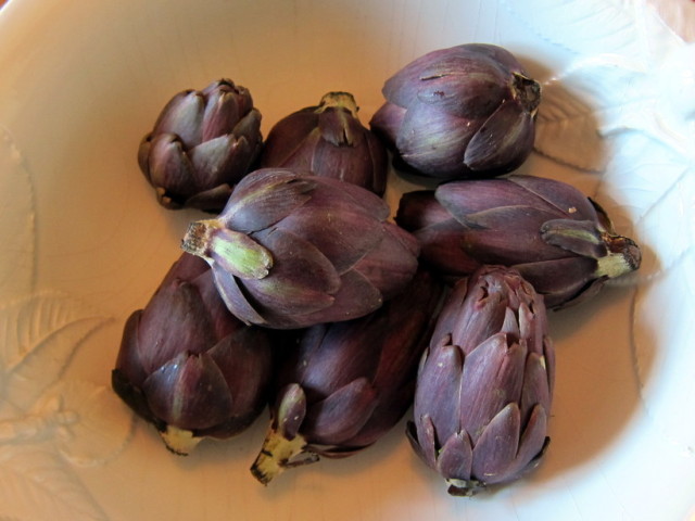 The artichokes here are purple but the taste is about the same