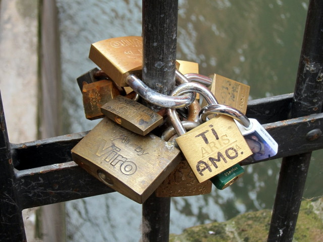 Bicycle locks, one with a special message